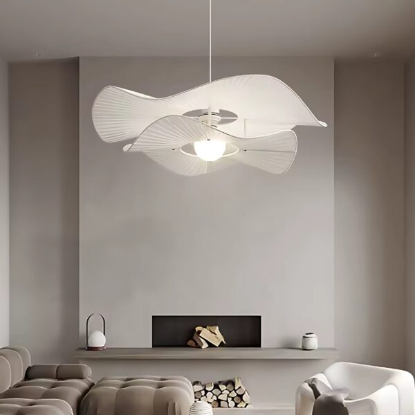 Suspension Luminaire LED Florale en Tissu Épuré