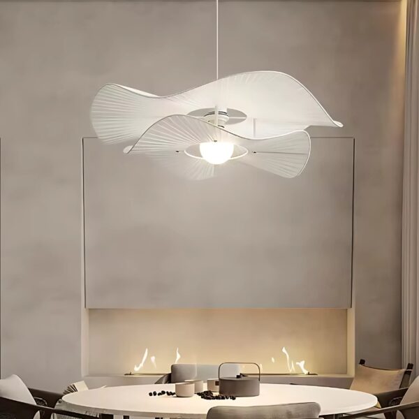 Suspension Luminaire LED Florale en Tissu Épuré