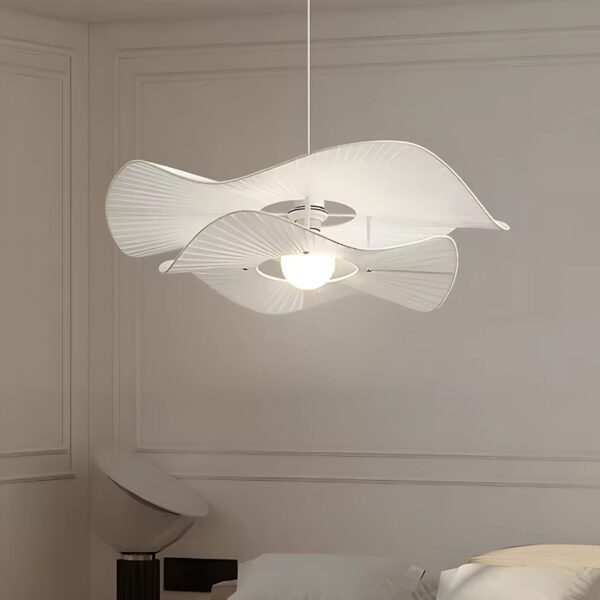 Suspension Luminaire LED Florale en Tissu Épuré