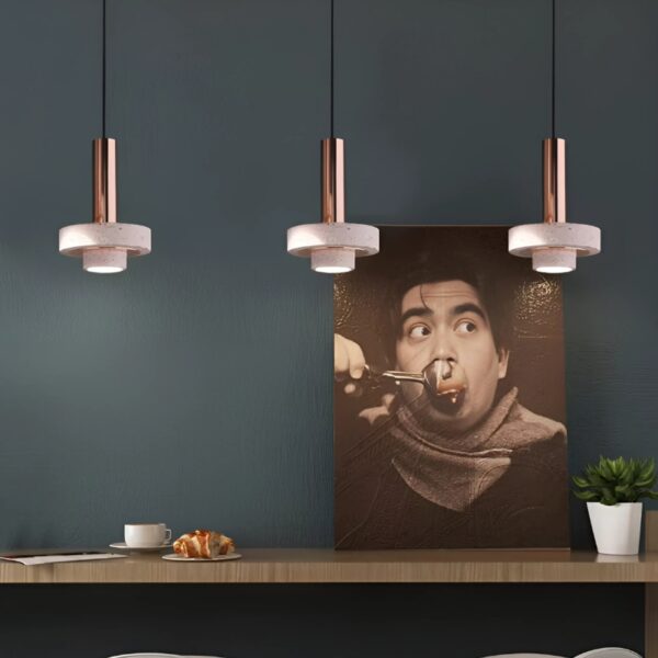 Suspension Luminaire LED Minimaliste en Finition Rose Doré