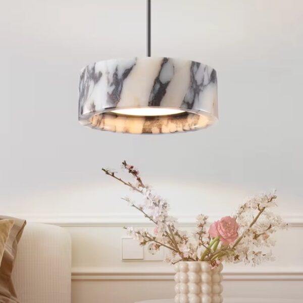 Suspension Lumineuse Contemporaine en Pierre Naturelle