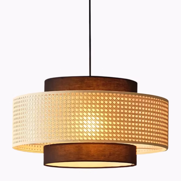 Handgefertigte Hängeleuchte aus geflochtenem Rattan Vintage Design