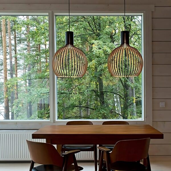 Suspension cage aérienne en bois d'inspiration orientale