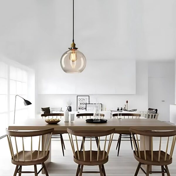 Suspension luminaire sphérique en verre au design rétro